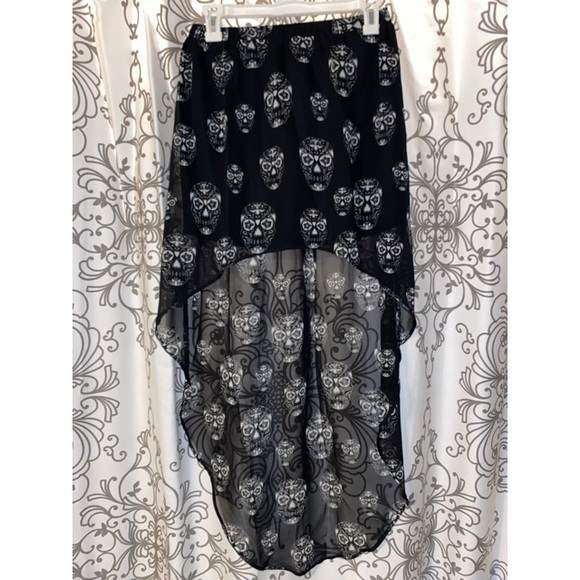 H&M sheer skull high/low skirt - Picture 1 of 3